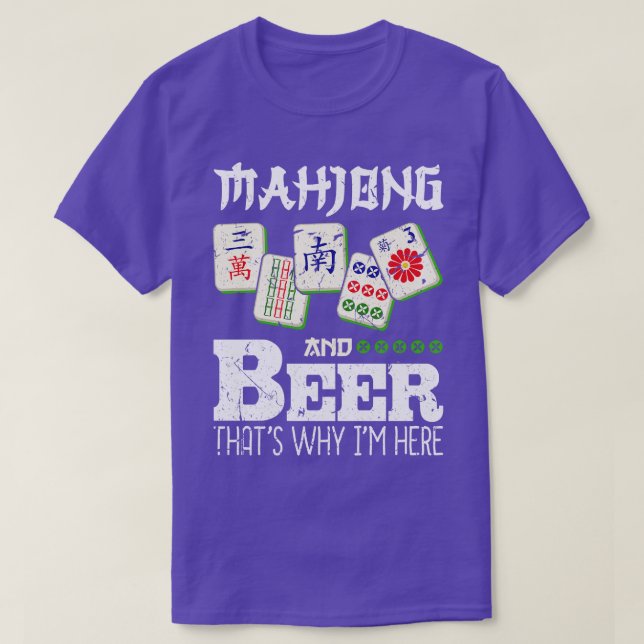 T-shirt Mahjong Beer Funny Mah Jongg (Design devant)