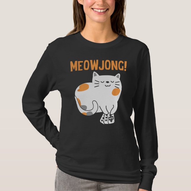 T-shirt Mahjong Jeu du joueur de chat Mah-Jongg Chine Soli (Devant)