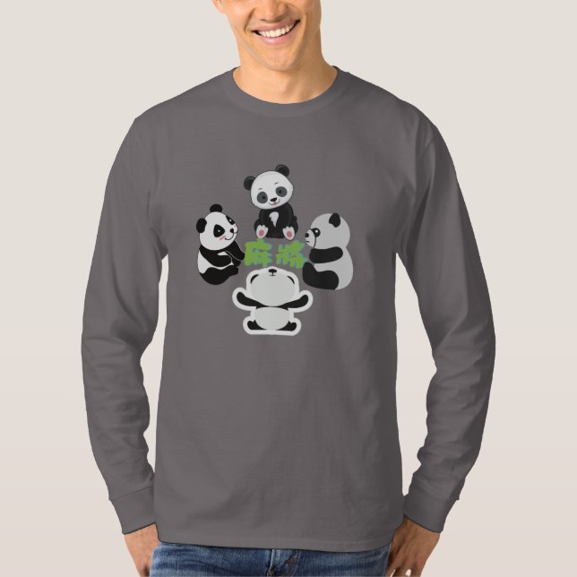 T-shirt Mahjong Panda Cute Funny (Devant)
