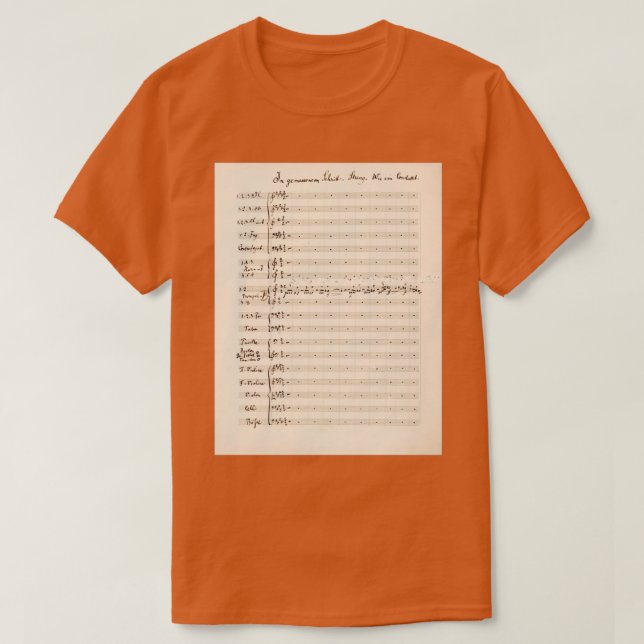 T-shirt Mahler Symphony 5 Score manuscrit original  (Design devant)