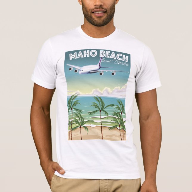 T-shirt Maho Beach Saint Martin affiche (Devant)