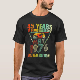 T-shirt Mai 1976 Vintage Retro 45 Ans 45E Anniversaire