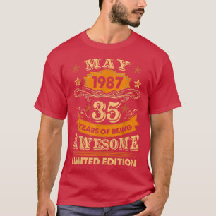 T-shirt Mai 1987 Vintage 35E Anniversaire Cadeaux De 35 An