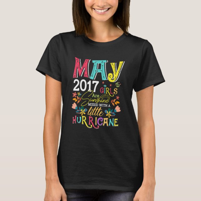 T-shirt Mai 2017 Les filles sont soleil Funny 5 ans Birt (Devant)