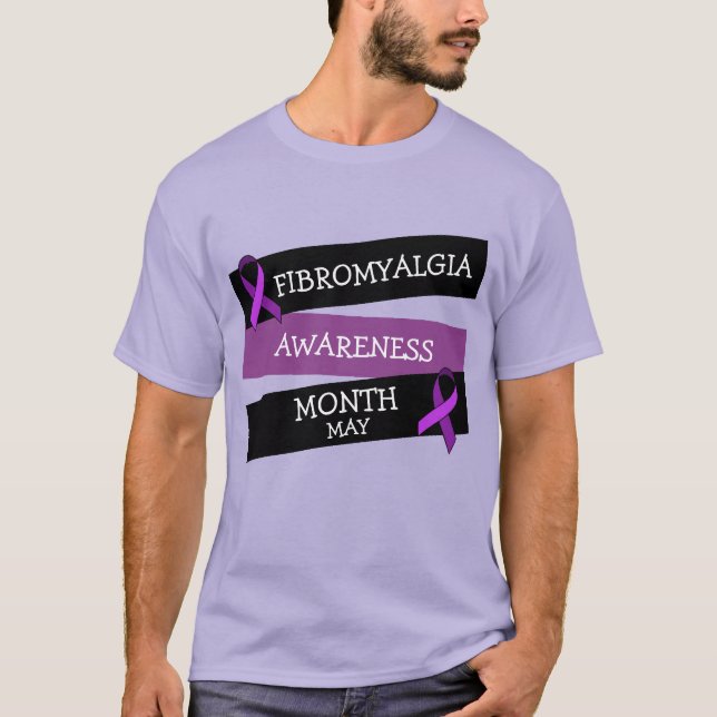 T-shirt Mai est Fibromyalgie Mois de sensibilisation Ribbo (Devant)