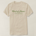 T-shirt Maid of Honor Green Beige Wedding Party tenue<br><div class="desc">Choisissez votre tenue de folie — t-shirt, tee-shirt surdimensionné pour un couvre-maillot de bain ou chemise de sommeil, sweatshirt ou sweat - shirt à capuche. Associez-le à des sacs fourre-tout verts et beiges esthétiques Old Money, des tondeuses et des serviettes de plage. Que ce soit pour le brunch, la danse...</div>