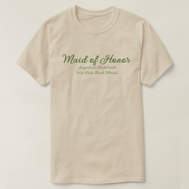 T-shirt Maid of Honor Green Beige Wedding Party tenue (Design devant)