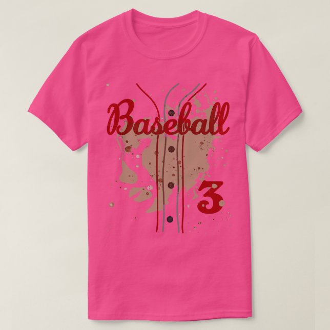 T-shirt Maillot de Baseball Numéro 3 Uniforme de Baseball  (Design devant)