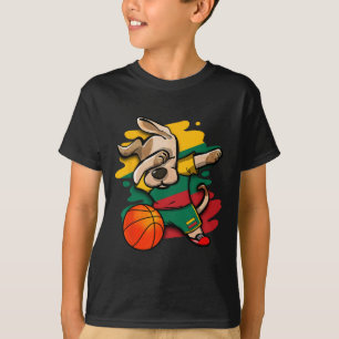 T-shirt Maillot de fans de Dabbing Dog Lituanie Sketll Lit