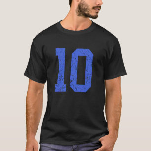 T-shirt Maillot de joueur numéro 10 bleu roi en détresse U