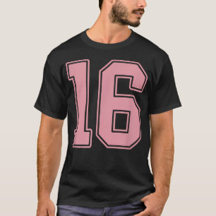 T-shirt Maillot de joueur rose numéro 16 Uniforme de joueu