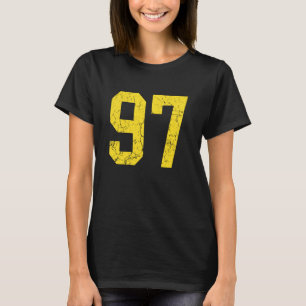 T-shirt Maillot de joueur Uni numéro 97 en or brillant dis
