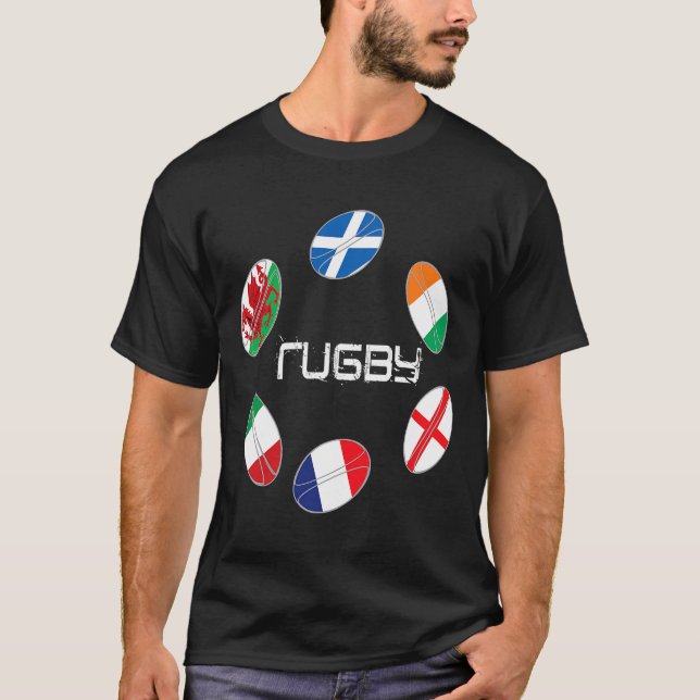 T-shirt maillot de rugby à six nations (Devant)