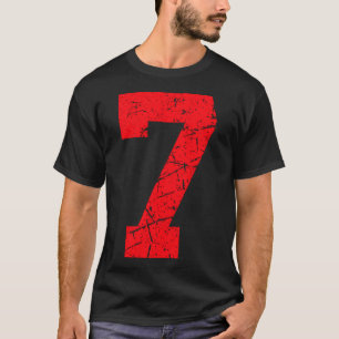T-shirt Maillot de Sport Vintage Rouge Numéro Chanceux 7 T