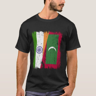T-shirt Maillot Indien Maldivien Demi-Drapeau Inde Maldive