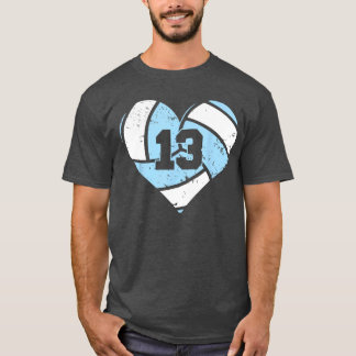 T-shirt Maillot numéro 13 de volley-ball Cœur de volley-ba