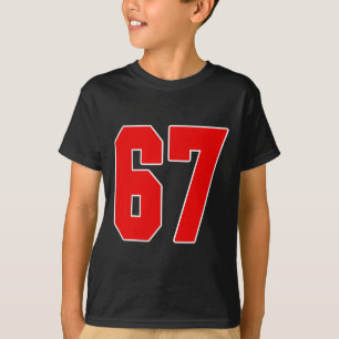 T-shirt Maillot numéro 67 rouge grande #67 uniforme jeu pr