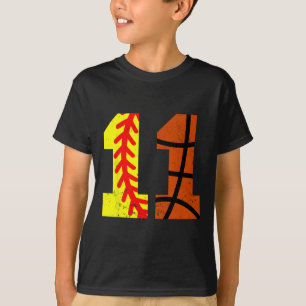 T-shirt Maillot Softll Sketll Numéro 11 Drôle de 11e Anniv