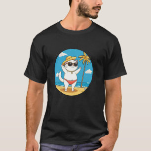 T-shirt Maillots de bain cool chat sur la plage pour l'été
