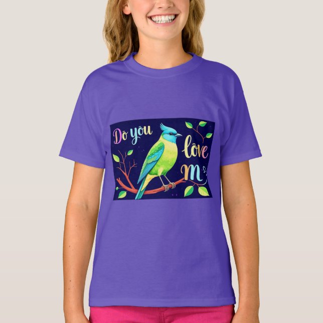T-shirt M'Aimez-Vous ? Oiseaux assis sur une branche d'arb (Devant)