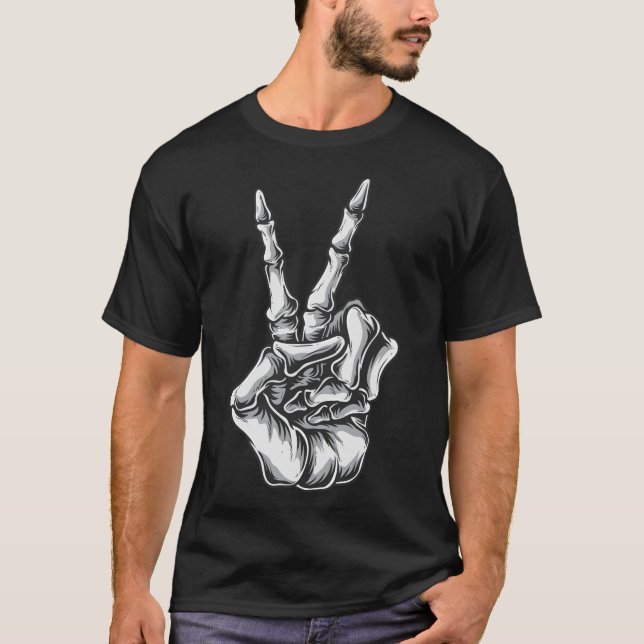 T-shirt Main Crâne Paix et Amour (Devant)