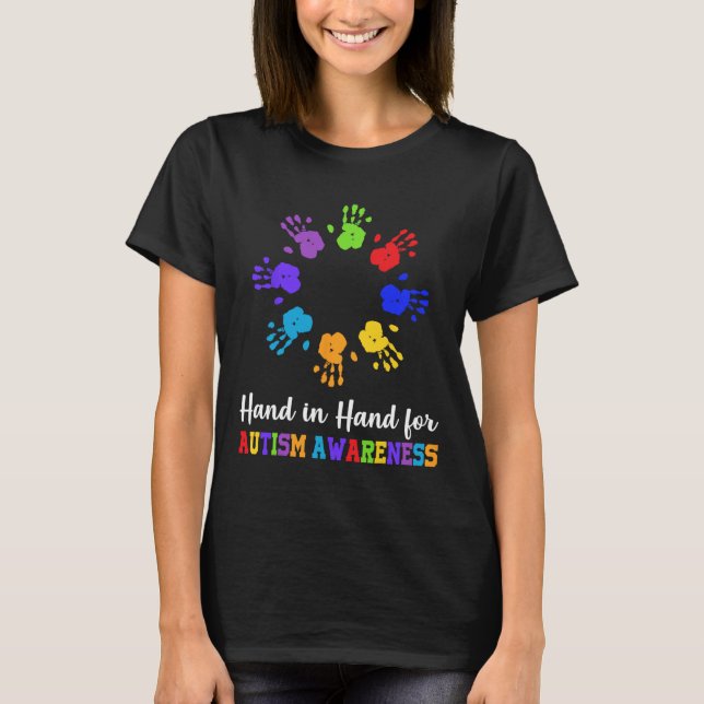 T-shirt Main Dans La Main Pour Sensibilisation sur l'autis (Devant)