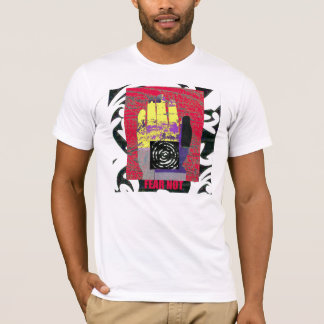T-shirt Main de Bouddha - jaune sur le rouge