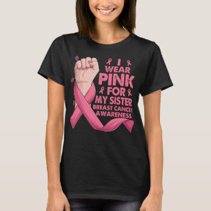 T-shirt Main De Boxe Je Porte Du Rose Pour Ma Soeur