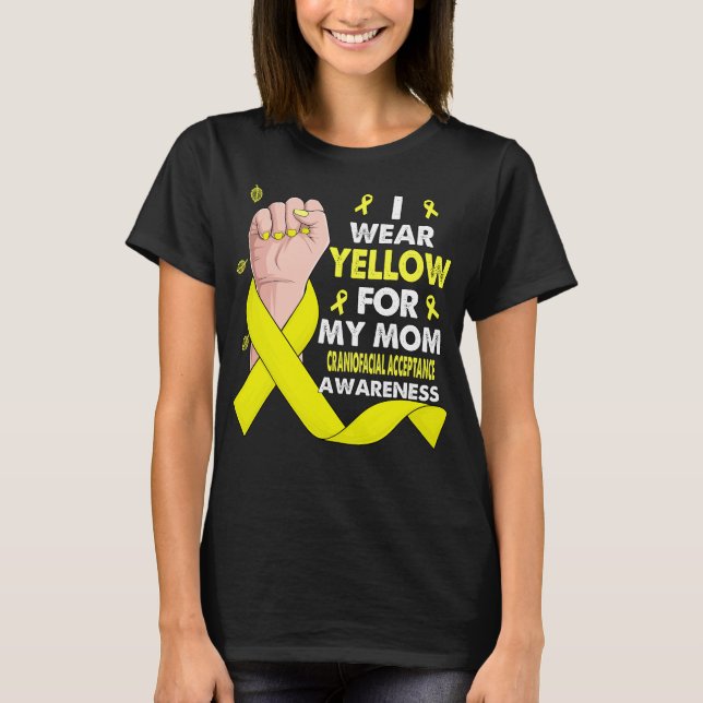 T-shirt Main de boxe Je Porte Jaune Pour Ma Mère CRANIOFAC (Devant)