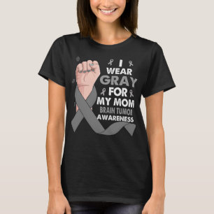 T-shirt Main de boxe Je porte le gris pour ma maman CERVEA