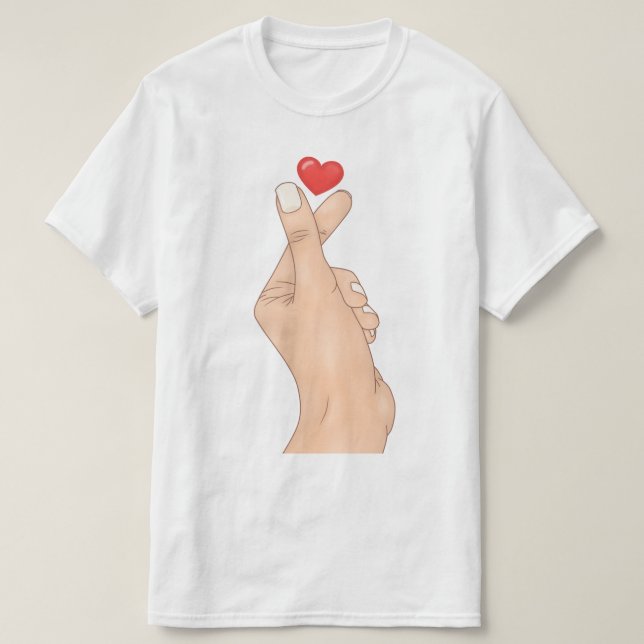 T-shirt Main de cœur avec les doigts (Design devant)