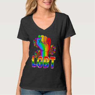 T-shirt Main de fierté arc-en-ciel poing LGBT Soleil Tourn