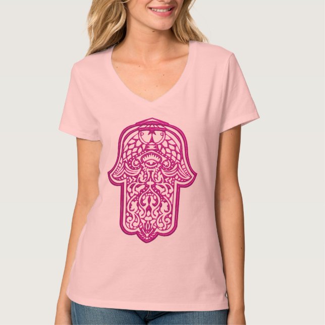 T-shirt Main de Hamsa (rose) (Devant)