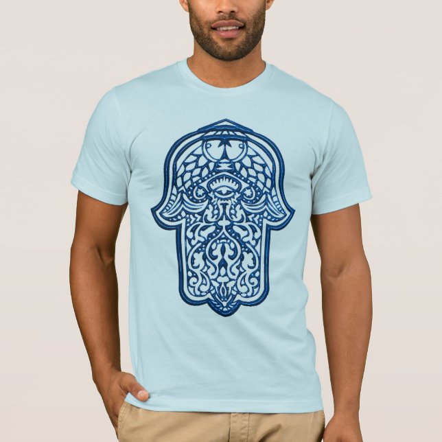 T-shirt Main de henné de Hamsa (bleu) (Devant)