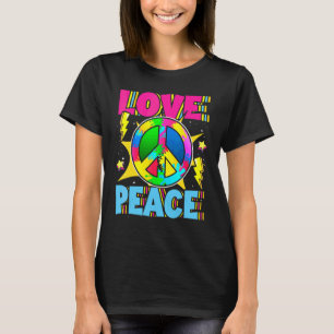 T-shirt Main de la paix Tie Dye Doigt Liberté Hippie Fleur
