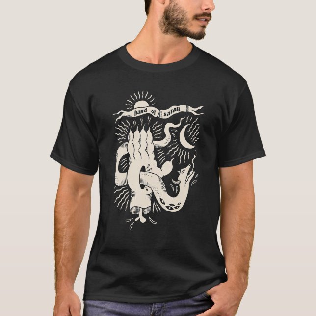 T-shirt Main De Satan Baphomet Chèvre Satanique Devil Goth (Devant)