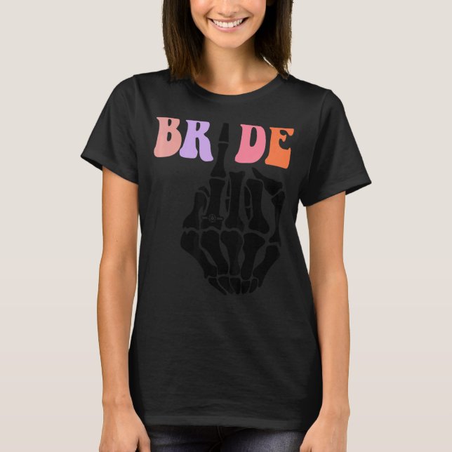 T-shirt Main de squelette de mariée rétro Halloween enterr (Devant)