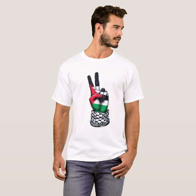 T-shirt main de victoire de la palestine (Devant entier)