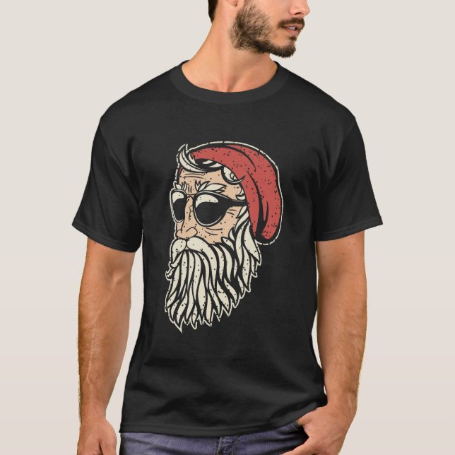 T-shirt Main dessinée Père Noël Basic Dark Christmas (Devant)