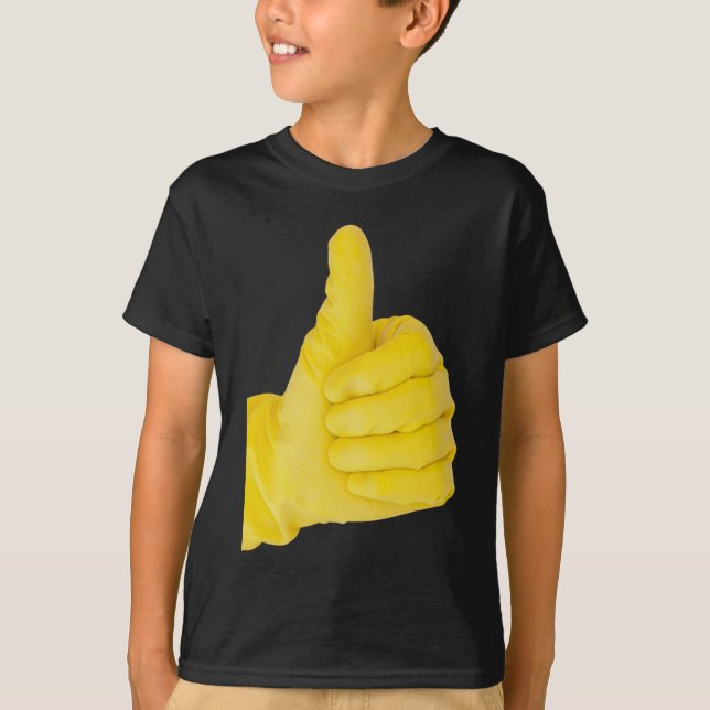 T-shirt Main en gant en latex jaune (Devant)
