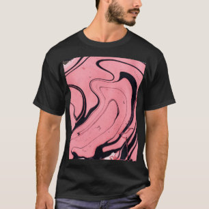 T-shirt Main en marbre rose noir dessinée