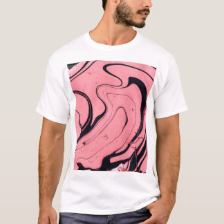 T-shirt Main en marbre rose noir dessinée