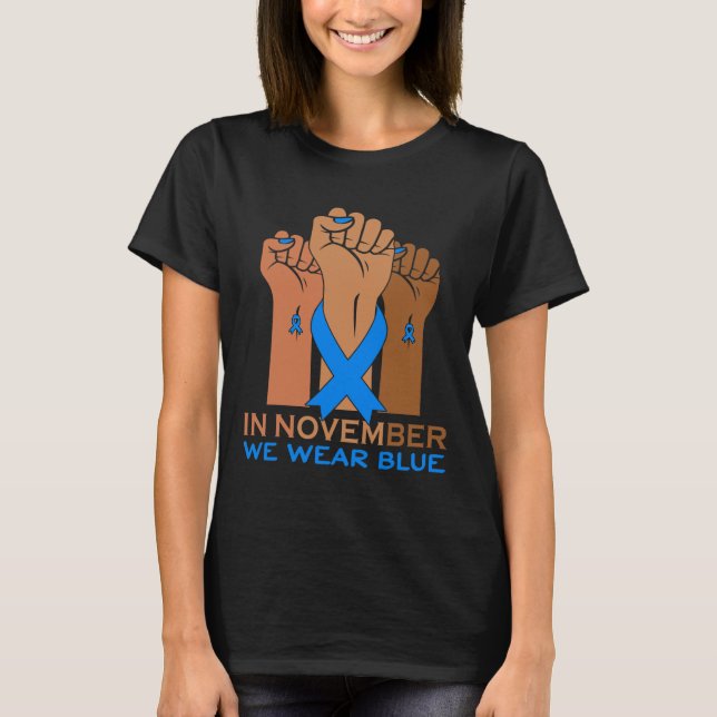 T-shirt Main En Novembre Nous Portons Blue Diabetes Sensib (Devant)