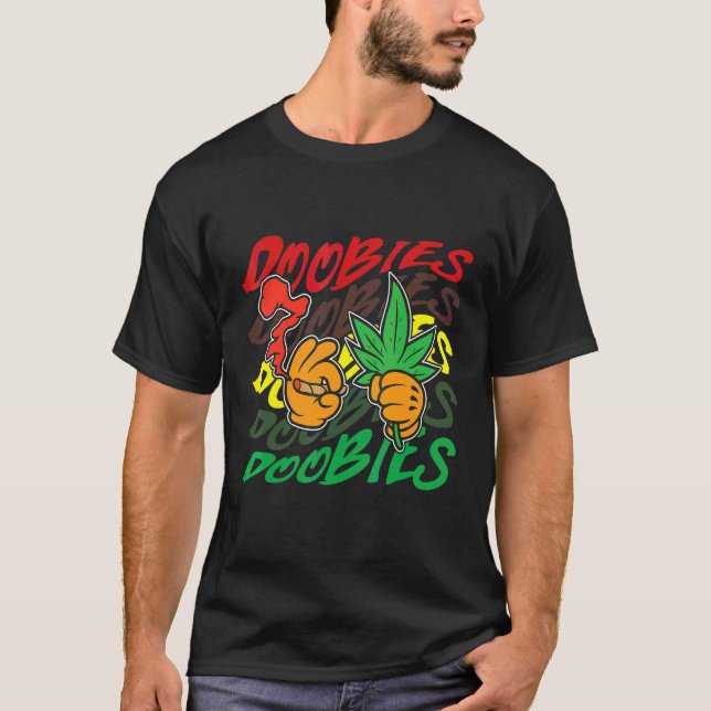 T-shirt Main fumant de l'herbe fume un joint (Devant)