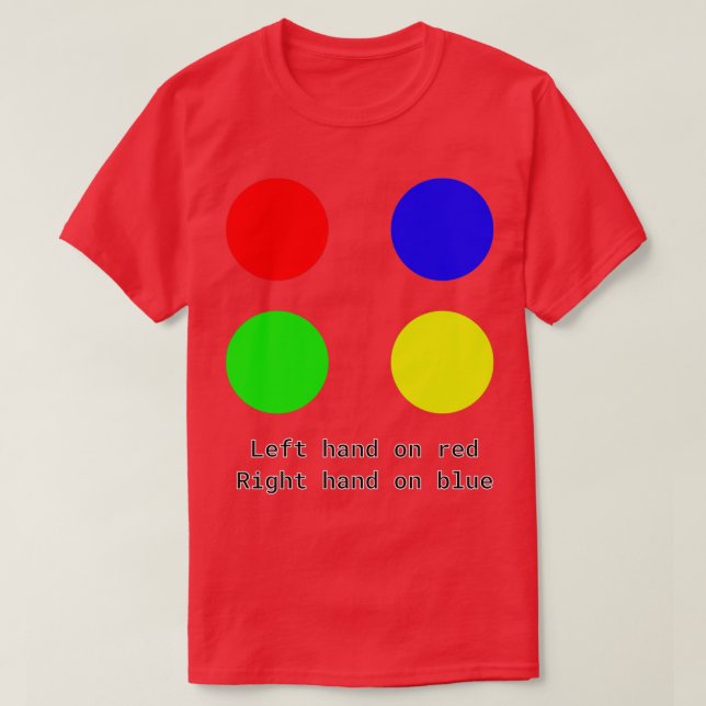 T-shirt Main gauche sur rouge Main droite sur bleu Twister (Design devant)