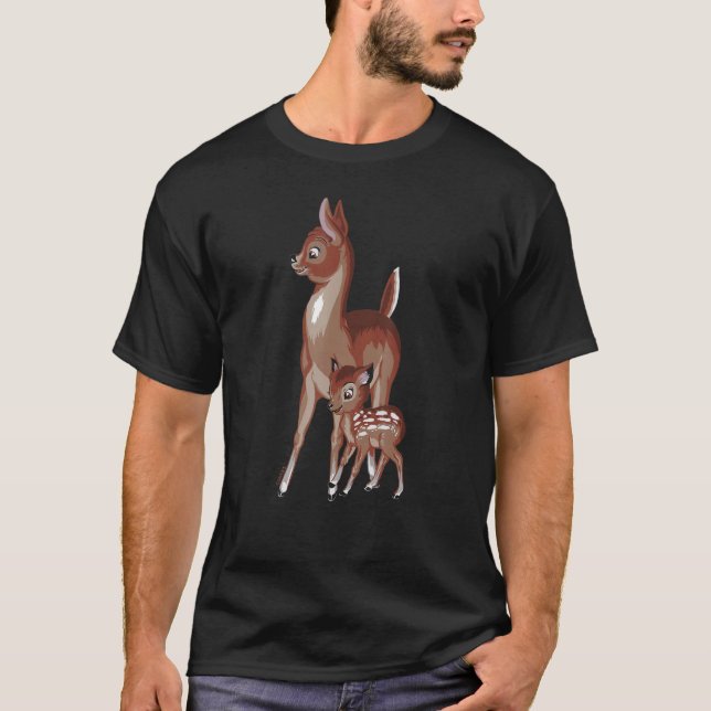 T-shirt Main Illustré Sweet Expression Deer avec Spotte (Devant)