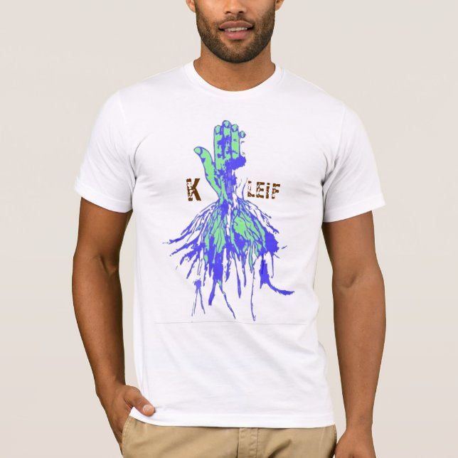 T-shirt Main K Leif de racine de vert bleu (Devant)