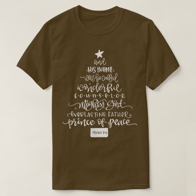 T-shirt Main Lettered Names of God Jesus Christmas Tree F (Design devant)