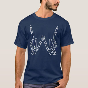 T-shirt Main métallique squelette Punk Rock Grunge Gothiqu