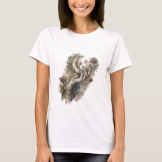 T-shirt Main Mystique et Lune Croissante Bohème Aquarelle 